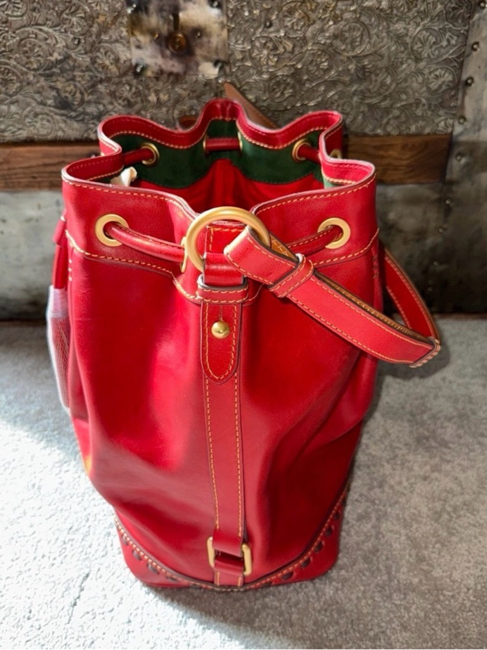 Dooney & Bourke Florentine Drawstring Bag in Red - Picture 3 of 12